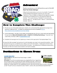 Adventure! How to Complete This Challenge: Destinations to Choose From