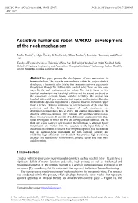 Assistive Humanoid Robot MARKO: Development of the Neck Mechanism
