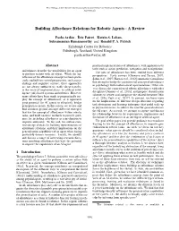 Building Affordance Relations for Robotic Agents - a Review