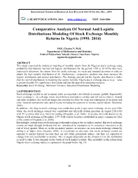 Comparative Analysis of Normal and Logistic Distributions Modeling of Stock Exchange Monthly Returns in Nigeria (1995- 2014)