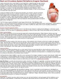 Heart and Circulatory System?Arrhythmia (Irregular