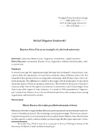 Michał Zbigniew Dankowski1 Buenos Aires City As an Example of a Derived Autonomy