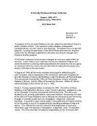 WSU University Relations Division Records