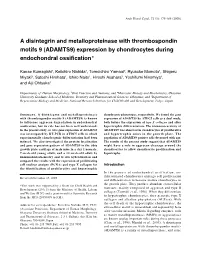 (ADAMTS9) Expression by Chondrocytes During Endochondral Ossiﬁcation＊