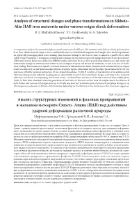 Alin IIAB Iron Meteorite Under Various Origin Shock Deformation R