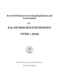 B.Sc. NEUROSCIENCE TECHNOLOGY COURSE • 2019