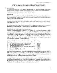 Brief on Revival of Karachi Circular Railway Project