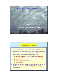 Chapter 13 Cloud-Topped Boundary Layers