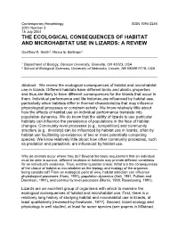 The Ecological Consequences of Habitat and Microhabitat Use in Lizards: a Review