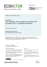 The Emergence of Core-Periphery Structures in the European Union: a Complexity Perspective