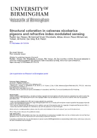 University of Birmingham Structural Coloration in Caloenas Nicobarica