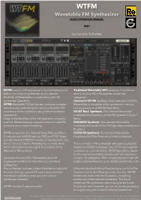 Wavetable FM Synthesizer [RACK EXTENSION] MANUAL