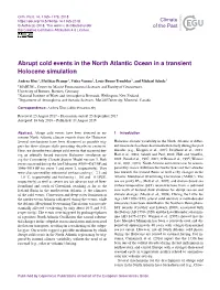 Abrupt Cold Events in the North Atlantic Ocean in a Transient Holocene Simulation