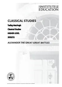 CLASSICAL STUDIES Tadhg Machugh Classical Studies HIGHER LEVEL 2020/21
