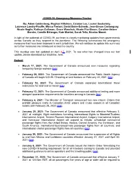 COVID-19: Emergency Measures Tracker By: Adam Goldenberg