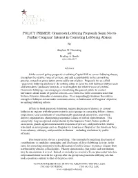 Grassroots Lobbying Proposals Seem Not to Further Congress’ Interest in Correcting Lobbying Abuses