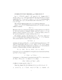 INVERSE FUNCTION THEOREM and SURFACES in Rn Let F ∈ C K(U;Rn)