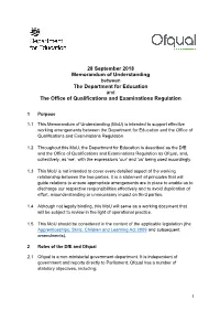Memorandum of Understanding Between the Dfe and Ofqual