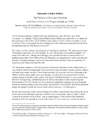September Luther Studies: the Prefaces to the Large Catechism (In the Book of Concord, Ed