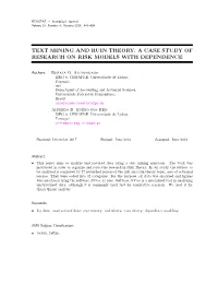 Text Mining and Ruin Theory: a Case Study of Research on Risk Models with Dependence