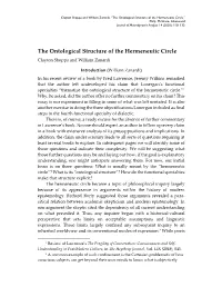 The Ontological Structure of the Hermeneutic Circle” Philip Mcshane, Afterword Journal of Macrodynamic Analysis 14 (2020): 110–132