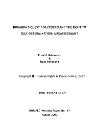 Buganda Quest for Federo and the Right to Self-Determination