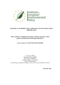 (IAS) Policy Options to Minimise the Negative Impacts of Invasive