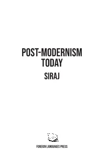 Post-Modernism Today Siraj
