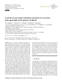Articles Is Proposed to Explain Their Domi- Cyanobacteria and Eukaryotic Microalgae (Microalgae) and Nance in Cryoconites Further Away from the Glacier Margins