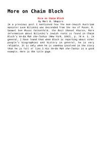 More on Chaim Bloch