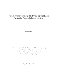 Suitability of a Commercial Software Defined Radio System for Passive Coherent Location