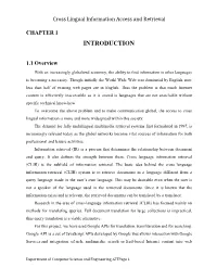 Cross Lingual Information Access and Retrieval CHAPTER 1