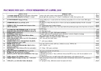 P&C Music Rsd 2017 – Stock Remaining at 8 April 2019