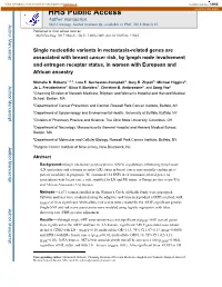 Single Nucleotide Variants in Metastasis-Related Genes Are