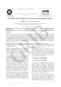 Site Effects and Classification of Iran Accelerographic Stations