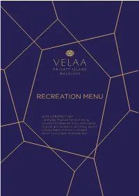 Velaa Recreation Menu .Pdf
