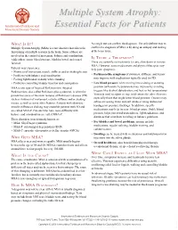 Multiple System Atrophy: Essential Facts for Patients