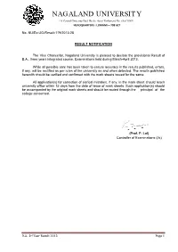 NAGALAND UNIVERSITY (A Central University Estd