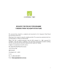 Request for Project/Programme Funding from the Adaptation Fund