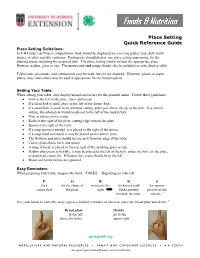Place Setting Quick Reference Guide