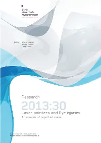 2013:30 Laser Pointers and Eye Injuries an Analysis of Reported Cases