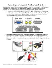 Connecting Your Computer to Your Television/Projector