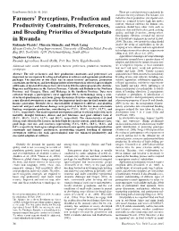 Farmers' Perceptions, Production and Productivity Constraints