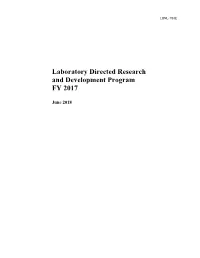 FY 2017 LDRD Report