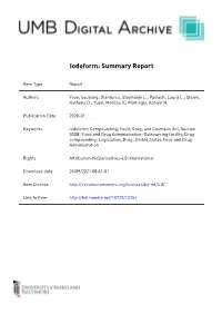 Iodoform: Summary Report