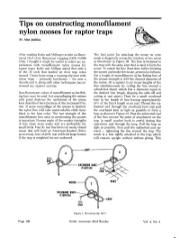 Tips on Constructing Monofilament Nylon Nooses for Raptor Traps
