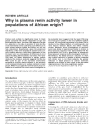 Why Is Plasma Renin Activity Lower in Populations of African Origin?