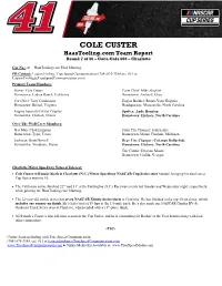 COLE CUSTER Haastooling.Com Team Report Round 7 of 36 – Coca-Cola 600 – Charlotte