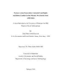 Contested Land Rights and Ethnic Conflicts in Dar Masalit, West Darfur State (1995-2003)