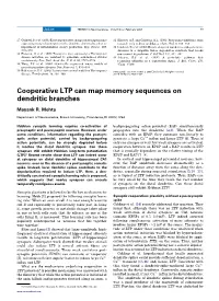 Cooperative LTP Can Map Memory Sequences on Dendritic Branches